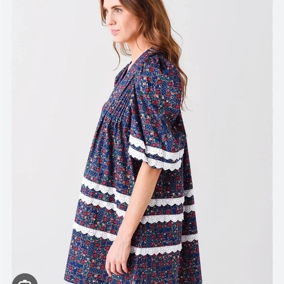 HUNTER BELL Jenkins Dress in Vintage Patchwork - Like New (XS) - Picture 3 of 15